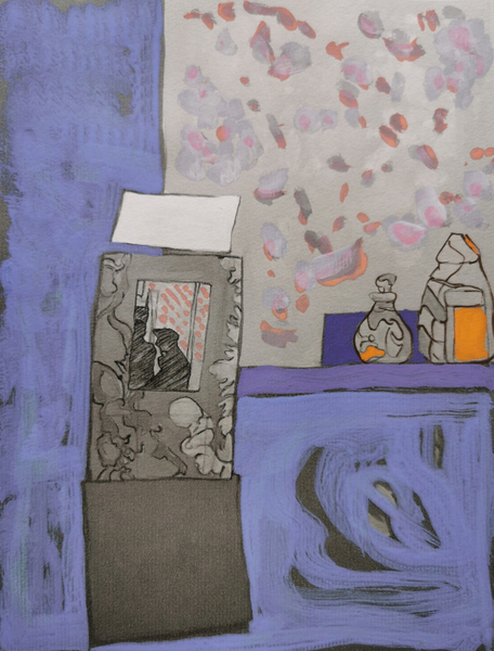 heure bleue - variation 1 - gouache et encre pigmentée 